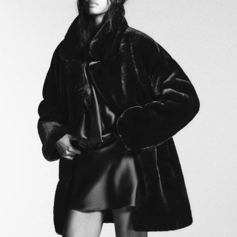 🆕 NWT ZARA PLUSH FAUX FUR COAT